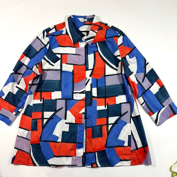 Tyler Boe Dina Mirror Top Button Front Shirt Multicolor - Picture 1 of 8